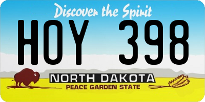 ND license plate HOY398