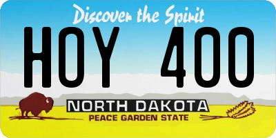 ND license plate HOY400