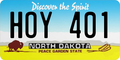 ND license plate HOY401