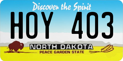 ND license plate HOY403