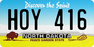 ND license plate HOY416