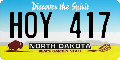 ND license plate HOY417