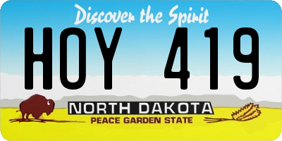 ND license plate HOY419
