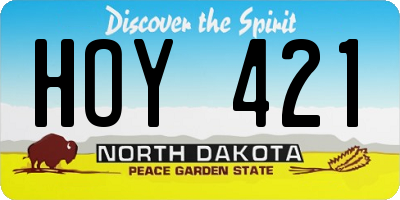 ND license plate HOY421
