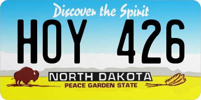 ND license plate HOY426