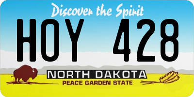 ND license plate HOY428
