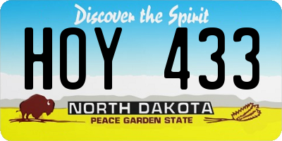 ND license plate HOY433