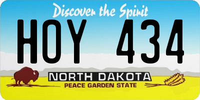 ND license plate HOY434