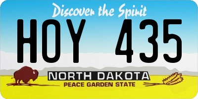 ND license plate HOY435