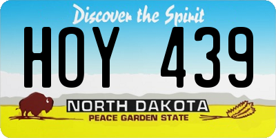 ND license plate HOY439