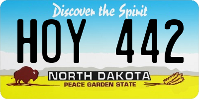 ND license plate HOY442