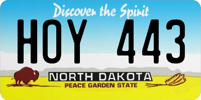 ND license plate HOY443