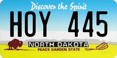 ND license plate HOY445