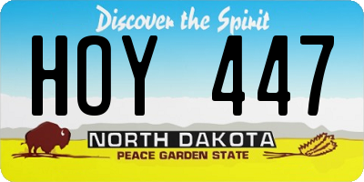 ND license plate HOY447