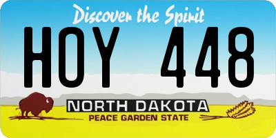 ND license plate HOY448