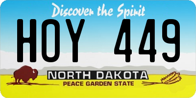 ND license plate HOY449