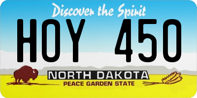 ND license plate HOY450