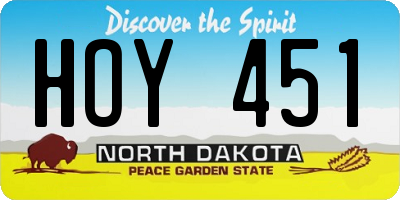 ND license plate HOY451