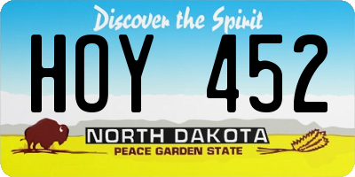 ND license plate HOY452