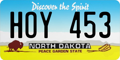 ND license plate HOY453
