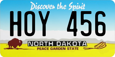 ND license plate HOY456