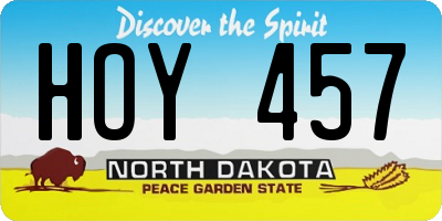 ND license plate HOY457