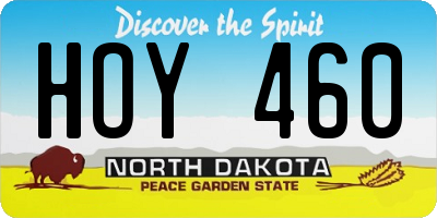 ND license plate HOY460
