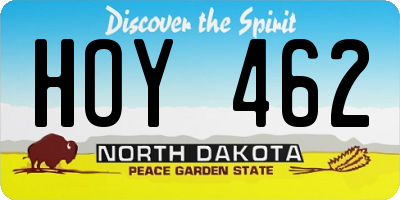 ND license plate HOY462