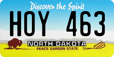 ND license plate HOY463