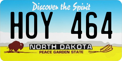 ND license plate HOY464