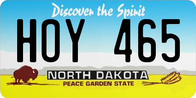 ND license plate HOY465