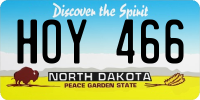 ND license plate HOY466