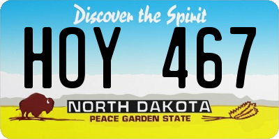 ND license plate HOY467