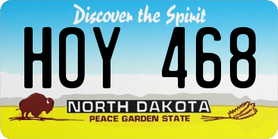 ND license plate HOY468