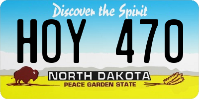 ND license plate HOY470