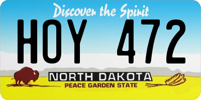ND license plate HOY472