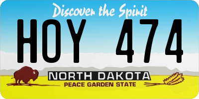 ND license plate HOY474