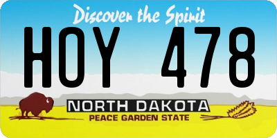 ND license plate HOY478