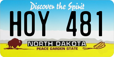 ND license plate HOY481