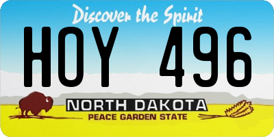 ND license plate HOY496