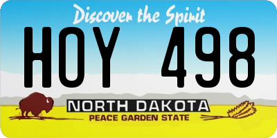 ND license plate HOY498