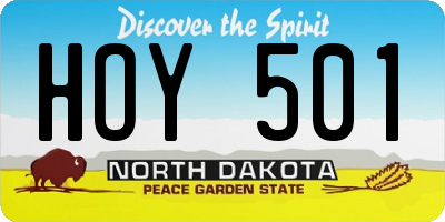 ND license plate HOY501