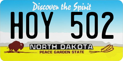ND license plate HOY502