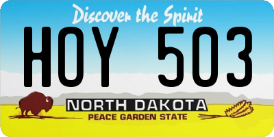 ND license plate HOY503