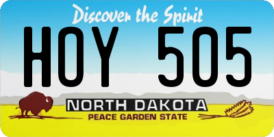ND license plate HOY505