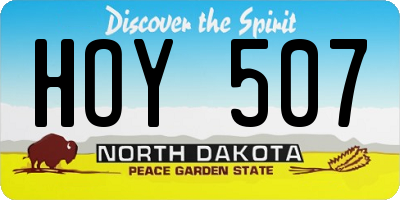 ND license plate HOY507