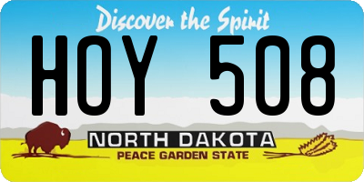 ND license plate HOY508