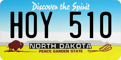 ND license plate HOY510