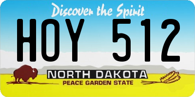 ND license plate HOY512