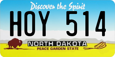 ND license plate HOY514